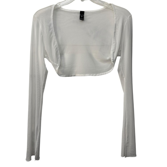 Windsor White Sheer Mesh Bolero Shrug Long Sleeve Small - Picture 1 of 4